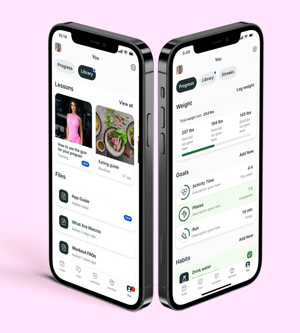 A mockup of the coaching app showcasing the features.