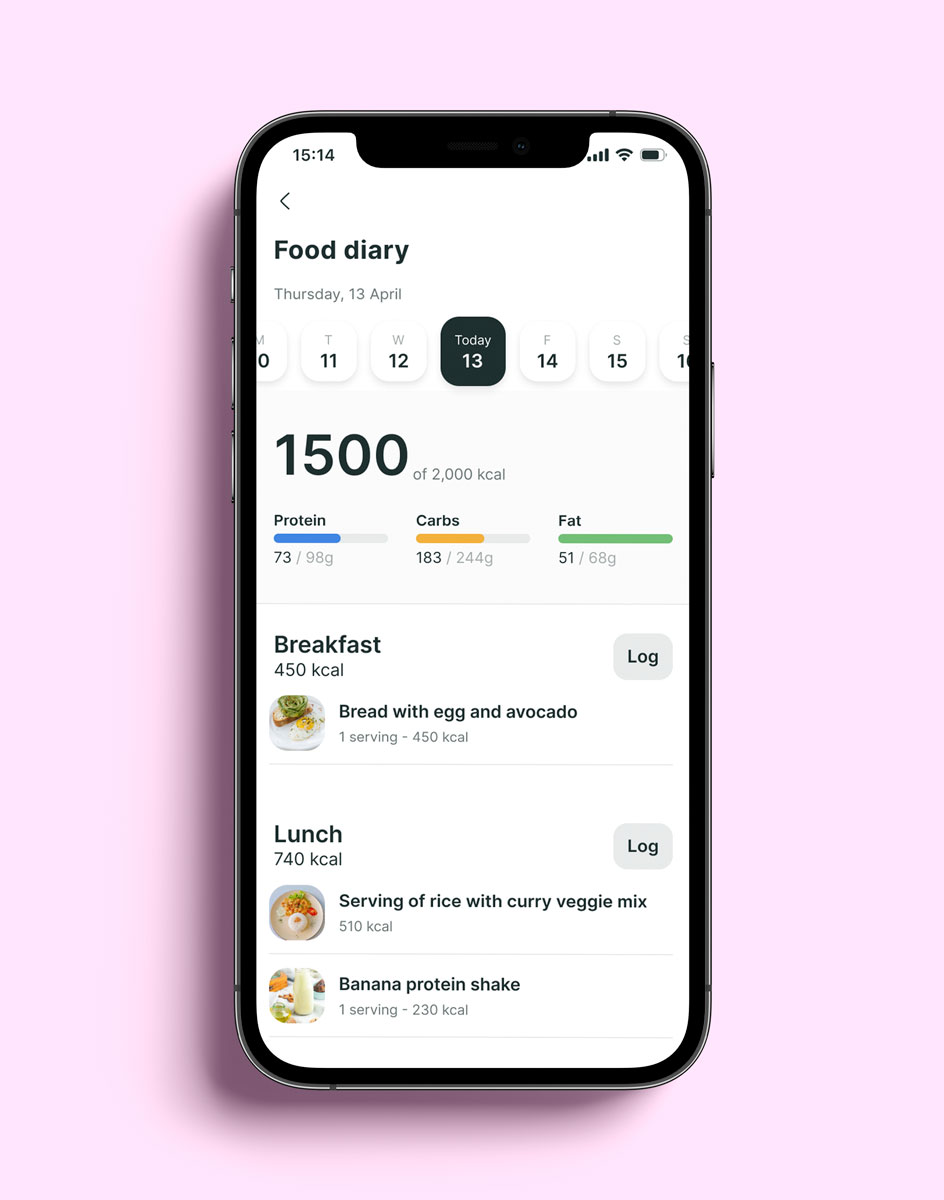 A mockup of the coaching app showcasing the different features.