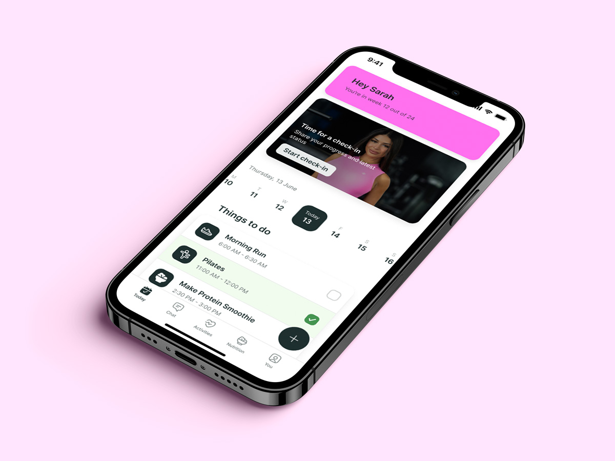 Another mockup of the coaching app showcasing more features.
